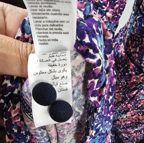 Moonsoon Print Floral Dress with Collar Purple - Picture 8 of 8